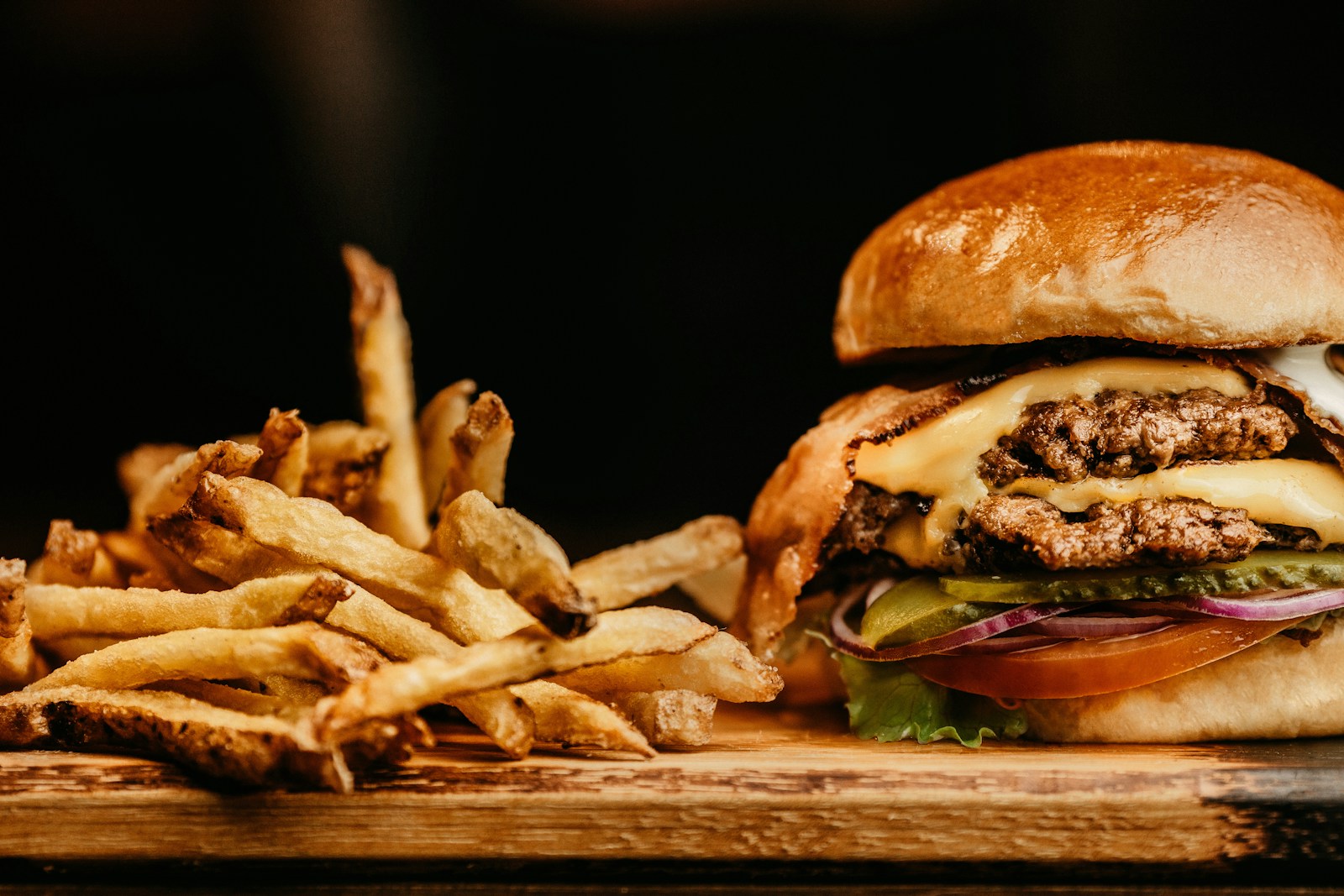 burger with fries